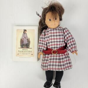American Girl Mini Doll Samantha Parkington 6" Belted Plaid Dress Book Included